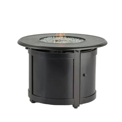 Manchester 36 In. X 25 In. round Aluminum Match Lit Propane Gas Fire Pit Chat Table with Glacier Ice Firebeads
