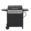 4-Burner Portable Propane Tabletop Barbecue Grill Stainless Steel Gas Grill in Black for Camping