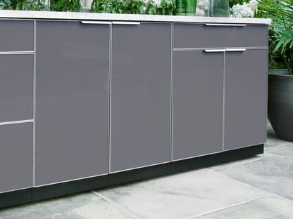 Newage Products Outdoor Kitchen Aluminum 3 Piece Cabinet Set with Bar, Grill and Sink Cabinet