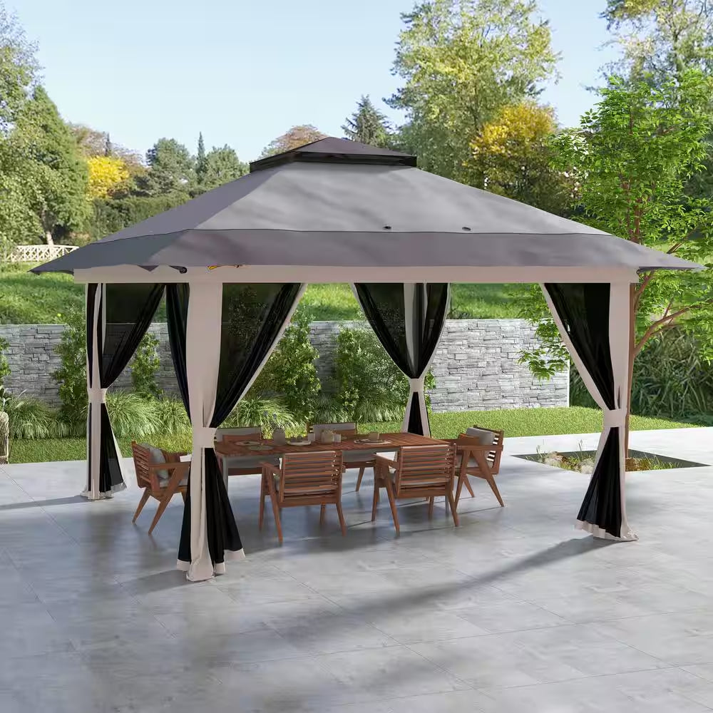 Steel Polyester Fabric 111.4 In. X 154.3 In. Arbors Light Gray