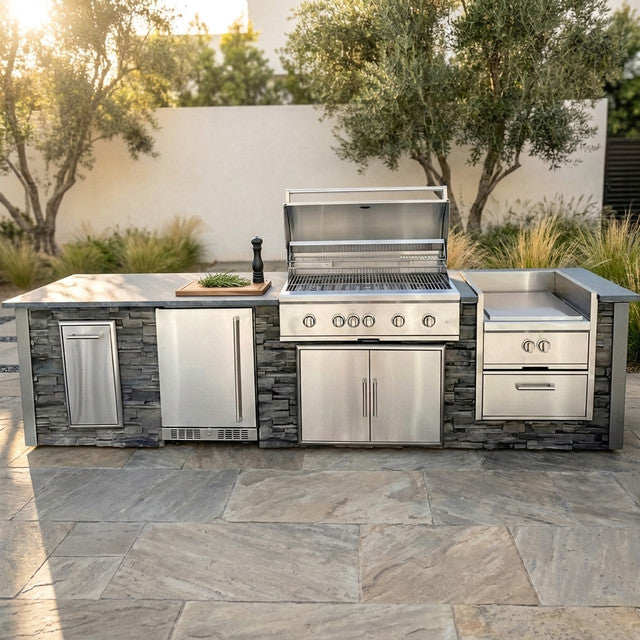 Custom Garden Outdoor Modular Kitchen Cabinets Complete Stainless Outdoor Kitchen Sturdy for Patio Commercial Use — Studio Shot
