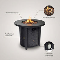 30" Propane Gas Fire Pit Table, 50000 BTU round Steel Fire Pit — Lifestyle