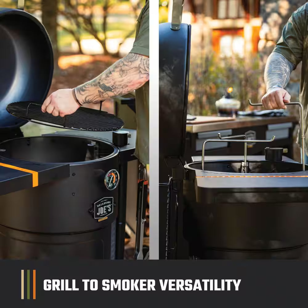 Bronco 18 In. Heavy Duty Charcoal Drum Smoker and Grill with 284 Sq. In. Cooking Area in Black