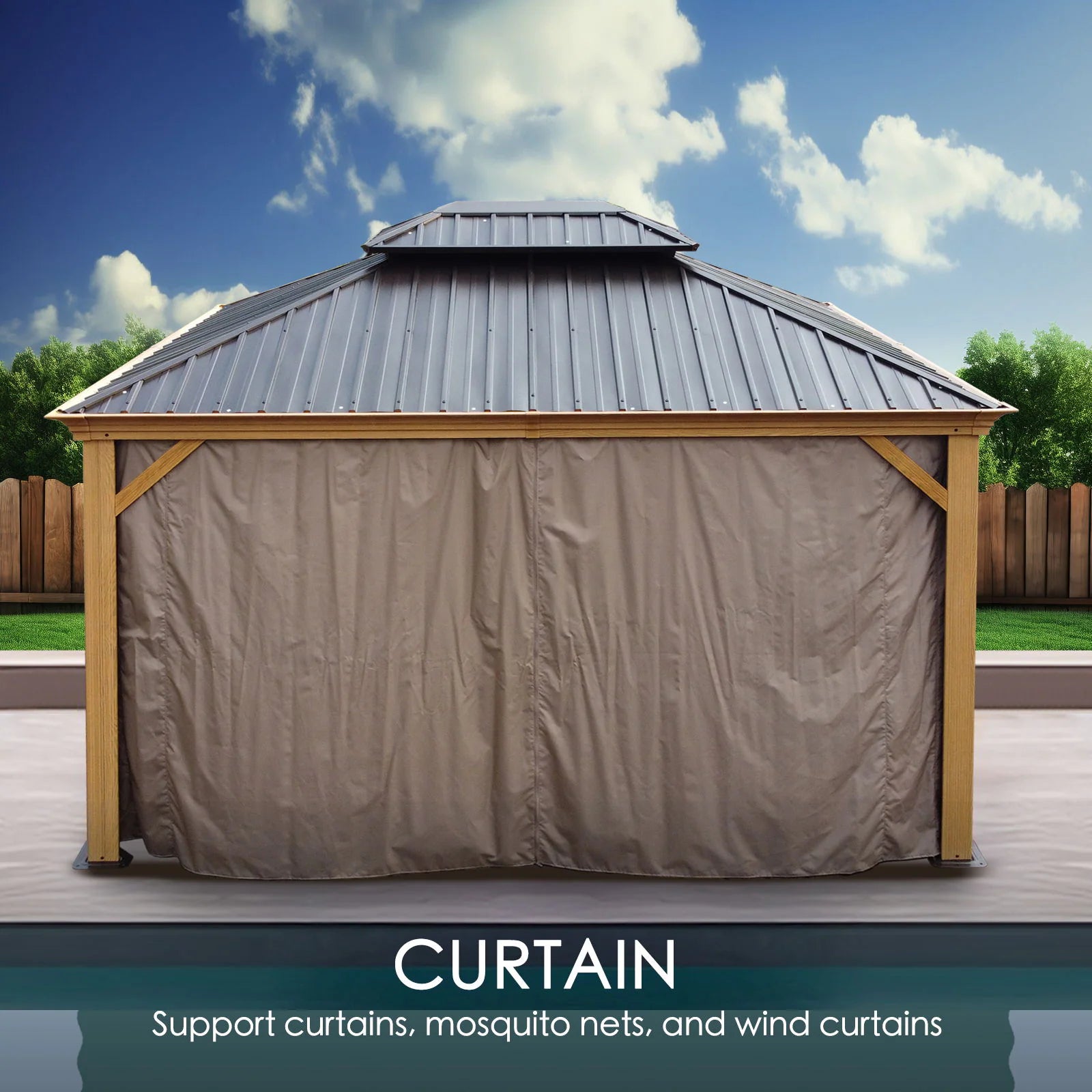 12-Ft X 12-Ft Apollo Powder Coated Gazebo with Hardtop Roof (Screen Included)