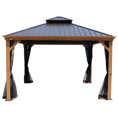 12-Ft X 12-Ft Apollo Powder Coated Gazebo with Hardtop Roof (Screen Included)