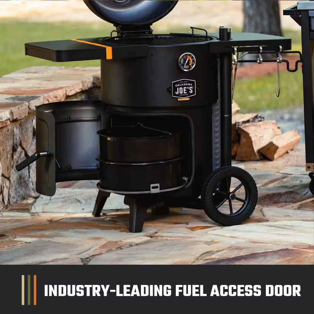 Bronco 18 In. Heavy Duty Charcoal Drum Smoker and Grill with 284 Sq. In. Cooking Area in Black