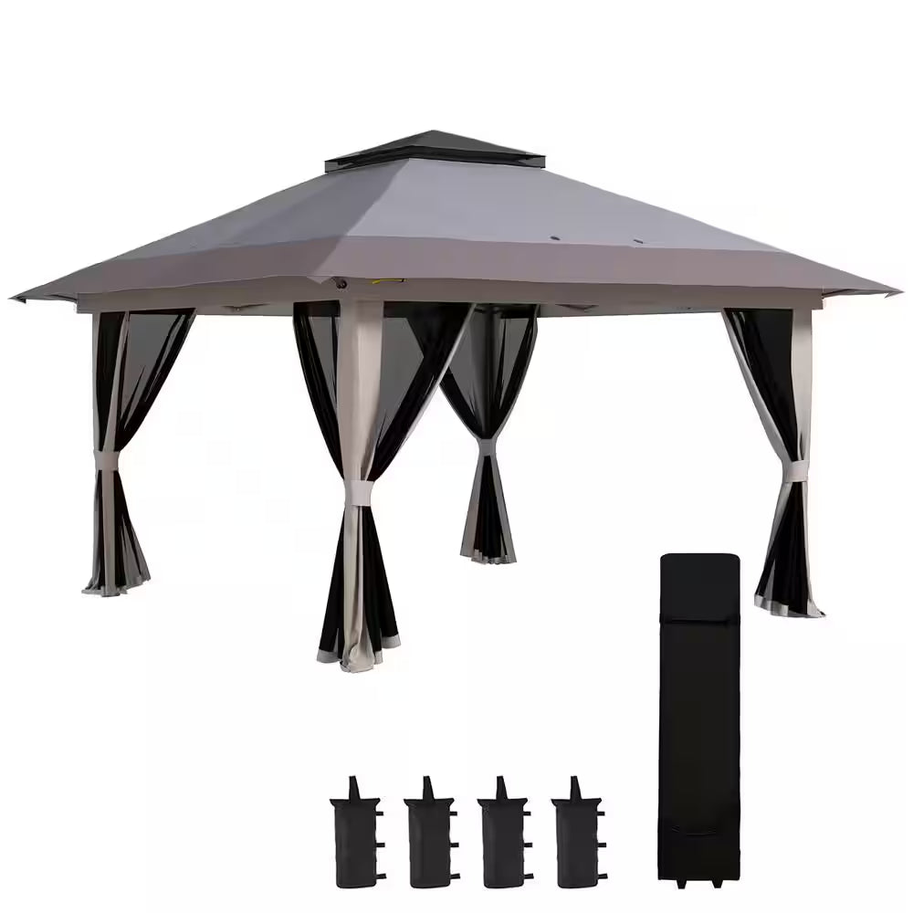 Steel Polyester Fabric 111.4 In. X 154.3 In. Arbors Light Gray
