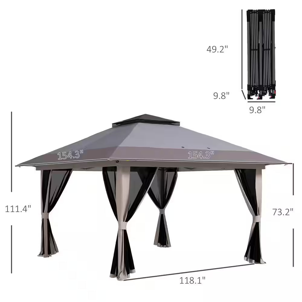 Steel Polyester Fabric 111.4 In. X 154.3 In. Arbors Light Gray
