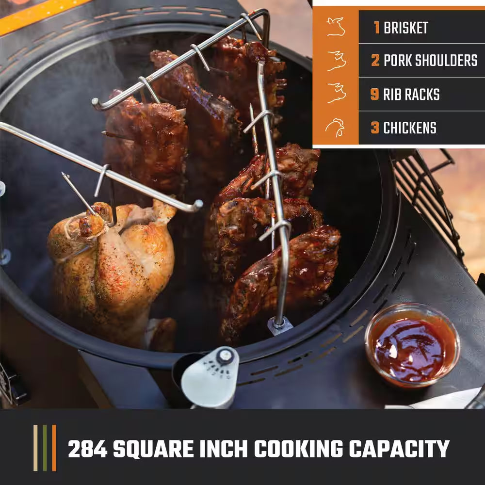 Bronco 18 In. Heavy Duty Charcoal Drum Smoker and Grill with 284 Sq. In. Cooking Area in Black