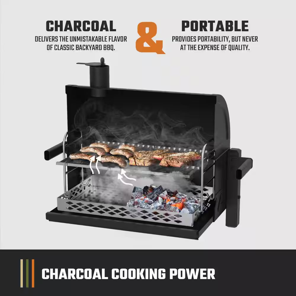 Rambler Portable Charcoal Grill with 218 Sq. In. Cooking Area in Black