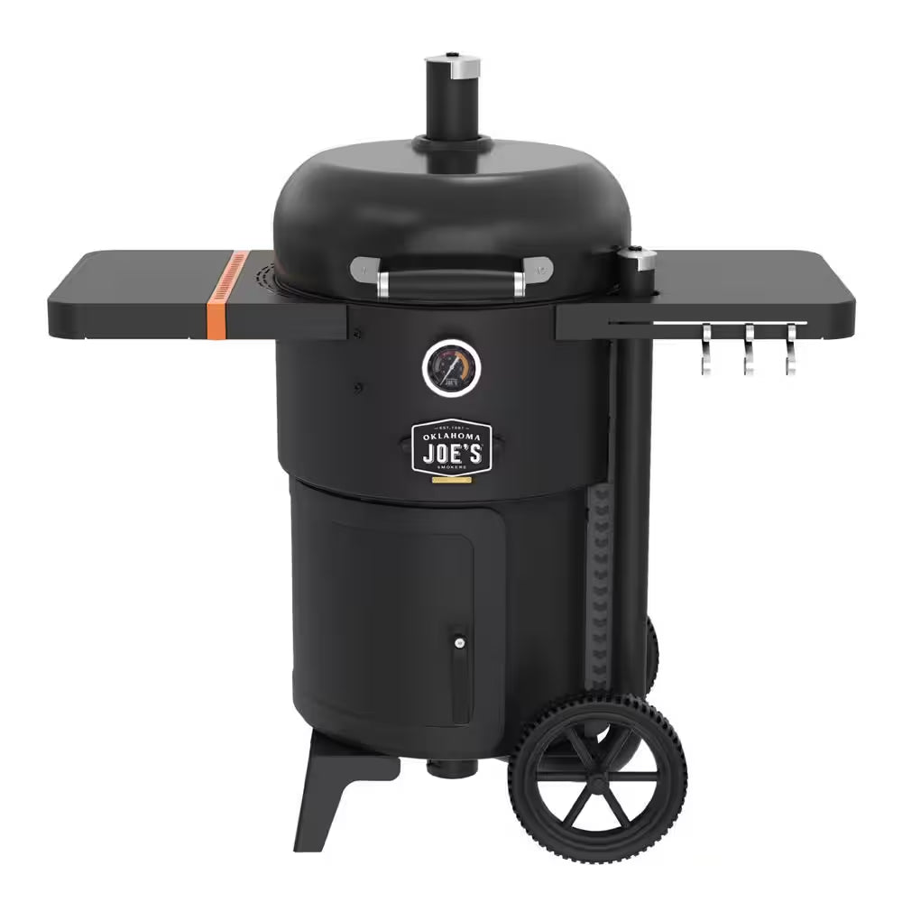 Bronco 18 In. Heavy Duty Charcoal Drum Smoker and Grill with 284 Sq. In. Cooking Area in Black