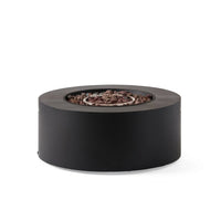 32 In. W X 13.5 In. H Iron Propane Gas Burning round Outdoor Patio Fire Pit in Dark Grey — Studio Shot